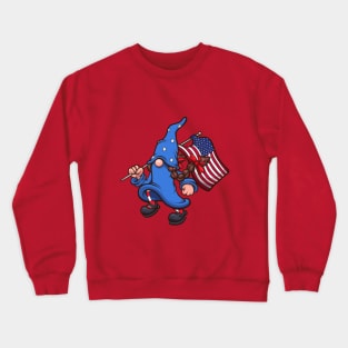 Female 4th Of July Gnome With American Flag Crewneck Sweatshirt